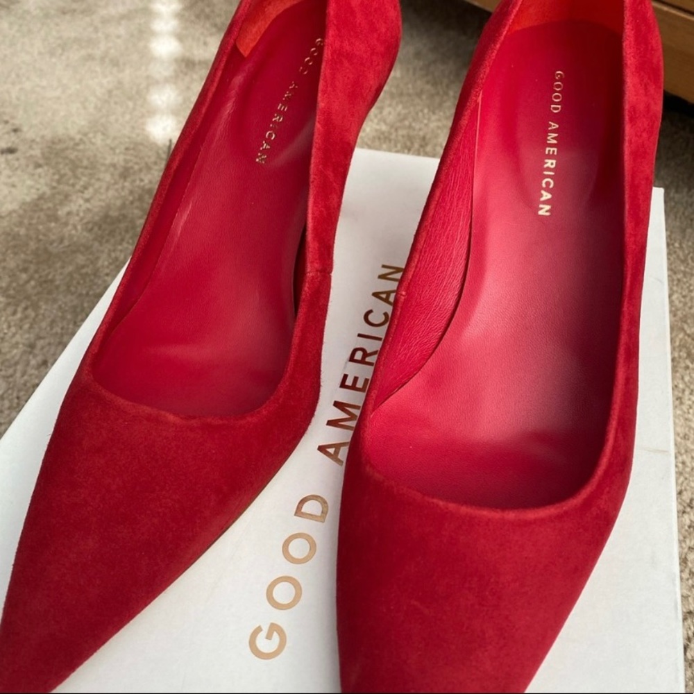 Good American Red Suede Pumps, Size 9 🎊🎉🎊